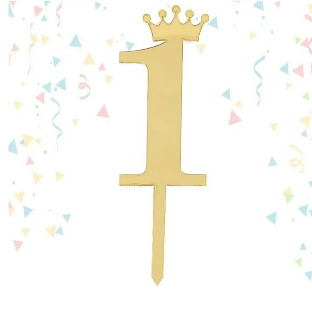 CAKE Topper # 1 Golden Mirror Reflecting Chic NWT Number One